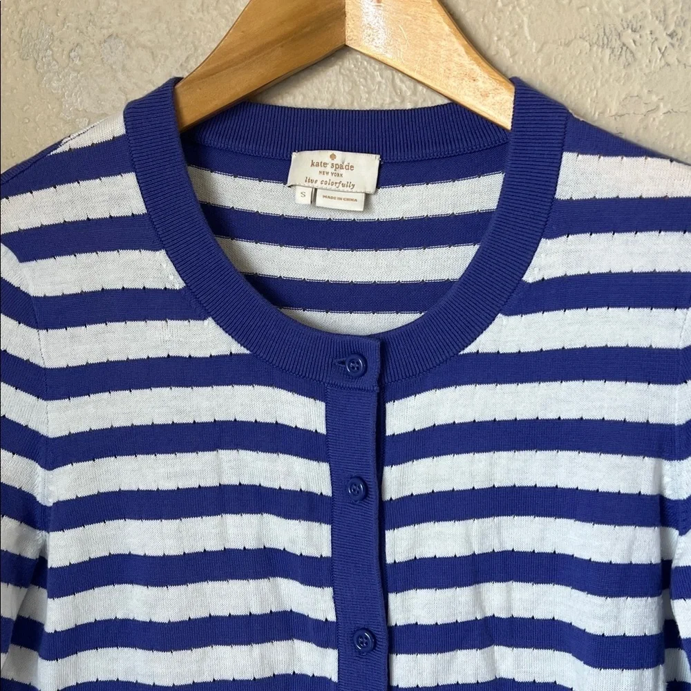 Kate spade blue and white striped cotton cardigan